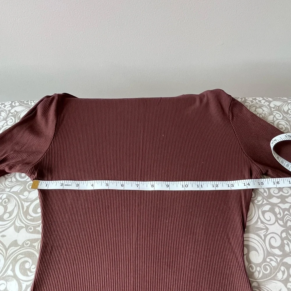 Naked Wardrobe Chocolate Brown Fine Ribbed Stretchy Bodysuit with Snaps - Picture 3 of 8